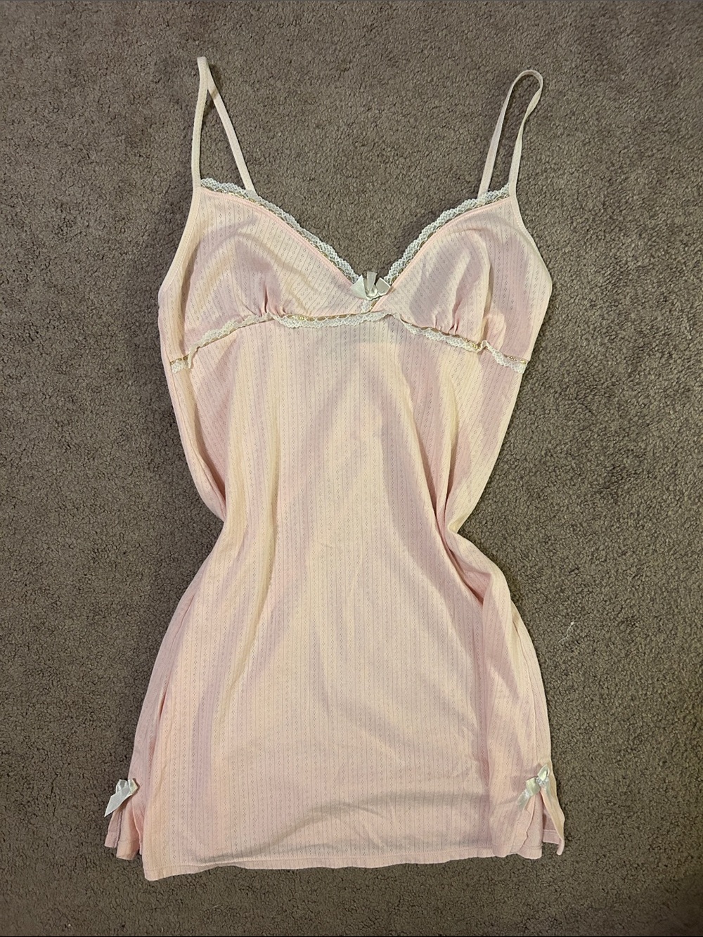 Izod Pale Pink Lace-Trim Slip Chemise